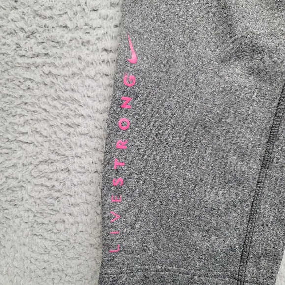Nike Pants Womens Small Gray Livestrong Spellout Pink Swoosh Therma Fit Active - Picture 5 of 13